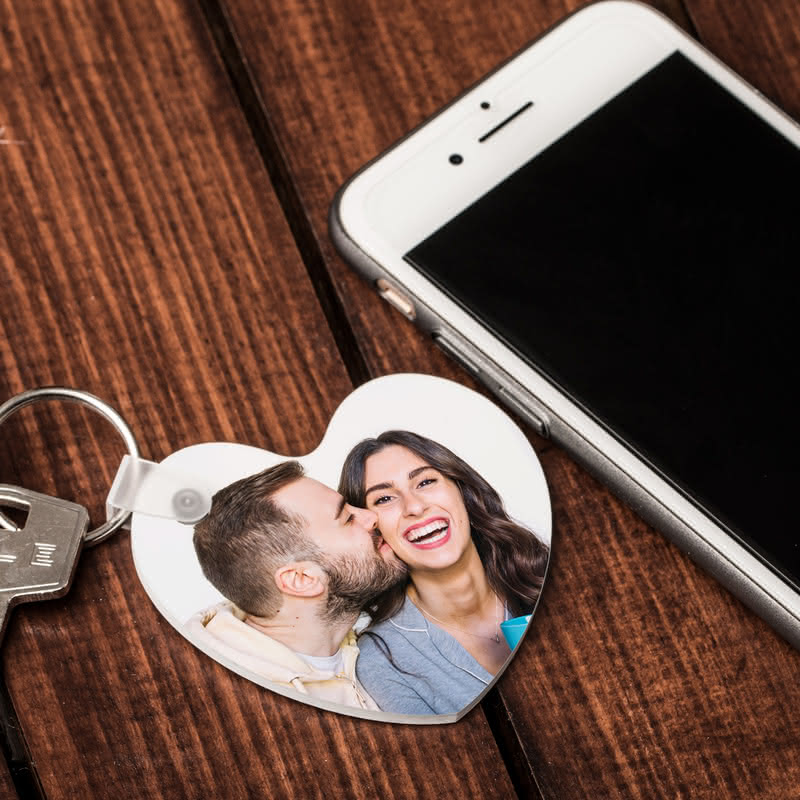 Kalp Tasarım Resim ve Not Baskılı Anahtarlık