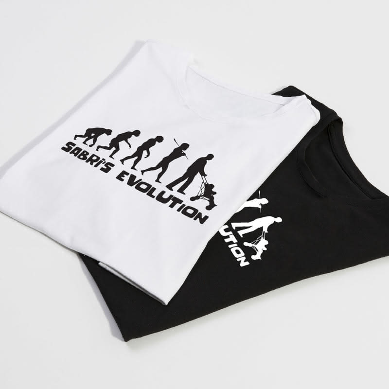 Komik Baba Evrimi Tasarımlı Baskılı Tişört - %100 Pamuklu Kumaş