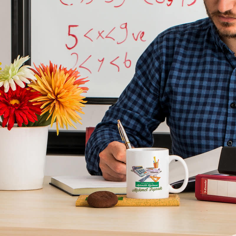 Matematik Öğretmenlerine Hediye İsme Özel Kupa Sunum Seti