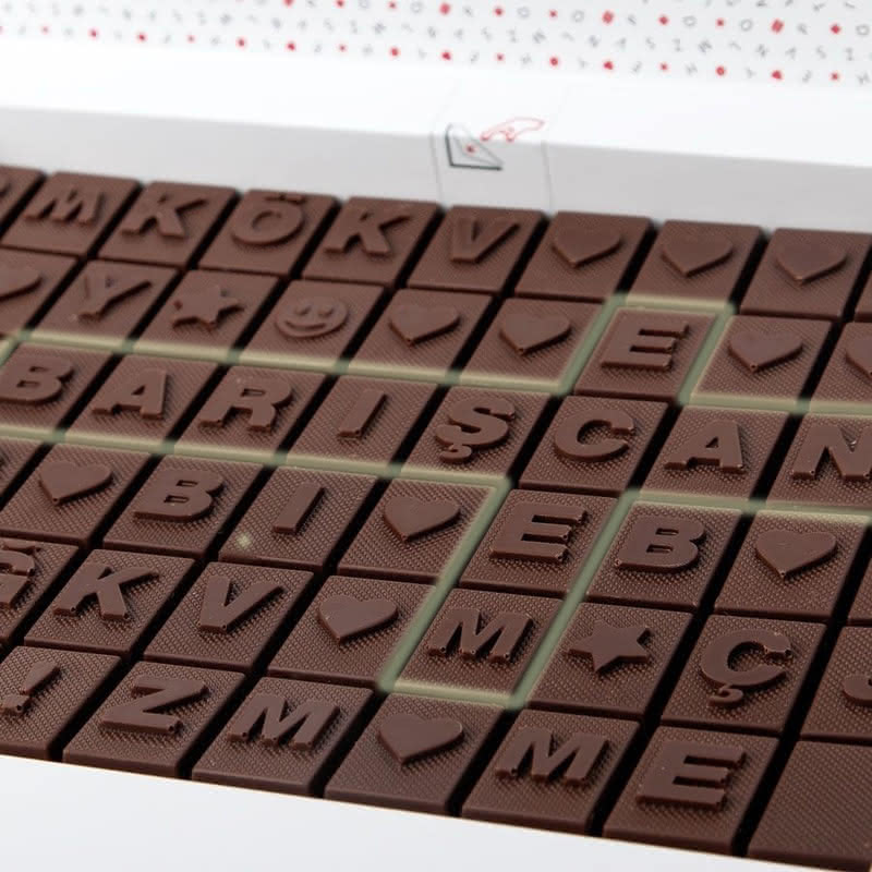 Puzzle İsim Yazılı Harf Çikolata Hediye Sepeti