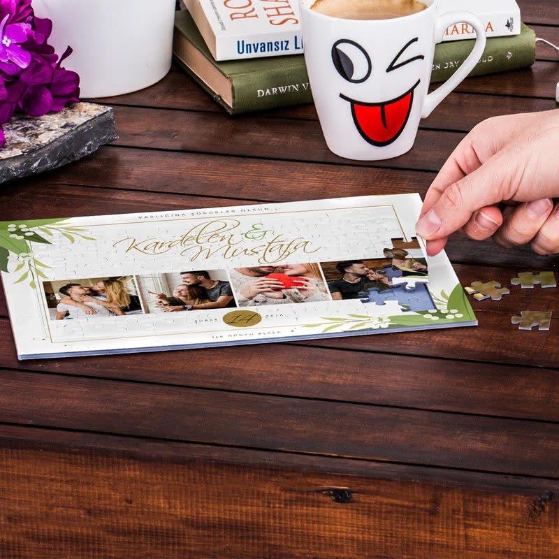 Sevgiliye Hediye Kişiye Özel Fotoğraf Baskılı A4 Puzzle