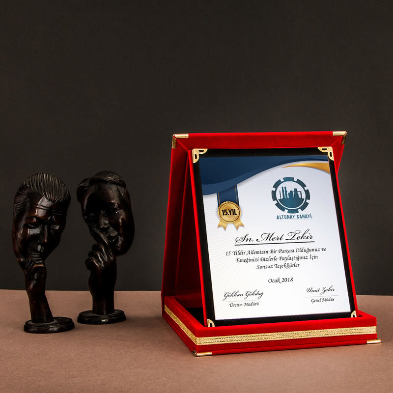 Şirketlere Özel Çalışma Yıl Dönümü Tasarımlı Motivasyon Plaketi