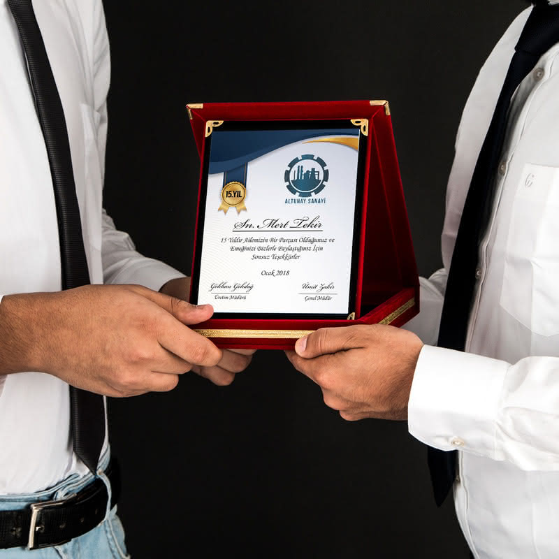 Şirketlere Özel Çalışma Yıl Dönümü Tasarımlı Motivasyon Plaketi