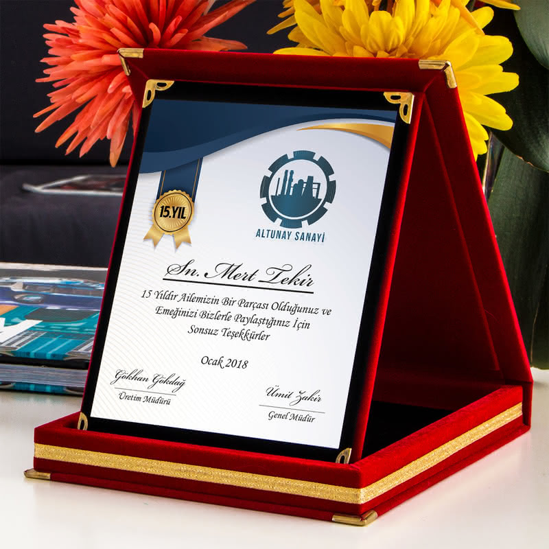 Şirketlere Özel Çalışma Yıl Dönümü Tasarımlı Motivasyon Plaketi