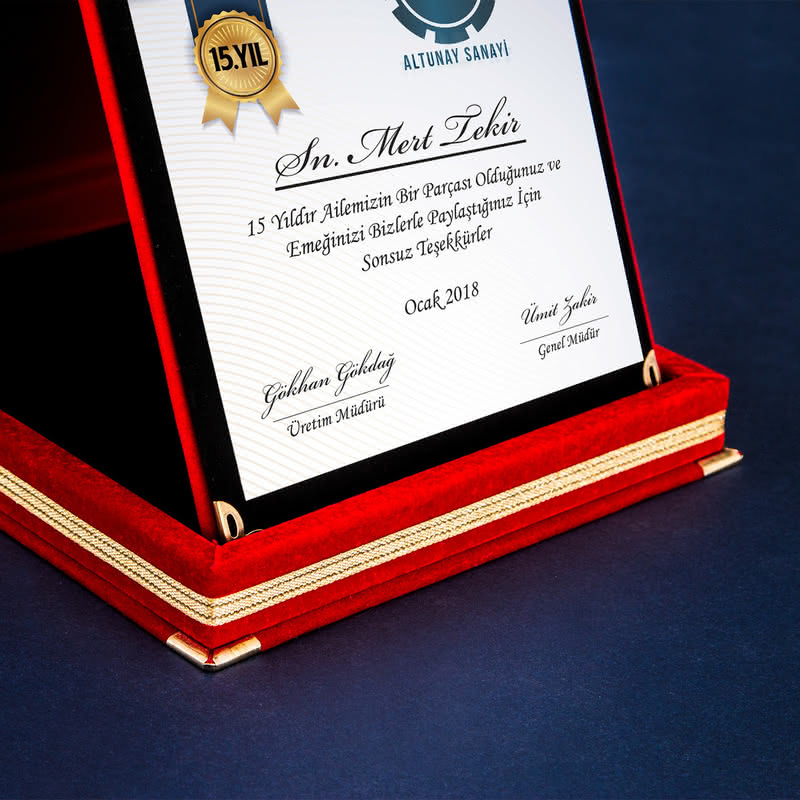 Şirketlere Özel Çalışma Yıl Dönümü Tasarımlı Motivasyon Plaketi