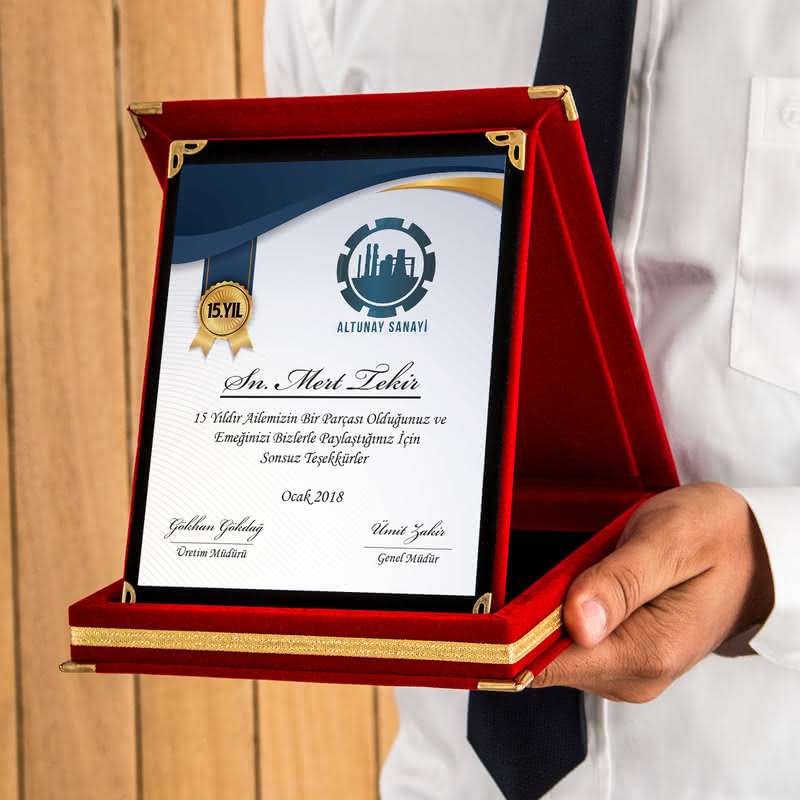 Şirketlere Özel Çalışma Yıl Dönümü Tasarımlı Motivasyon Plaketi