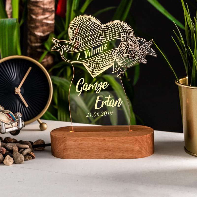 Evlilik Yıldönümü Hediyesi 3d Led Lamba