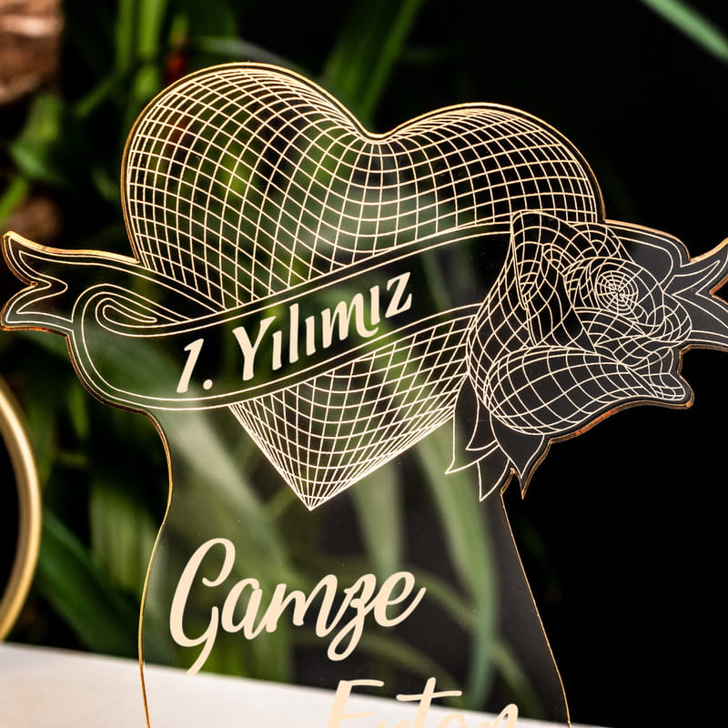 Evlilik Yıldönümü Hediyesi 3d Led Lamba