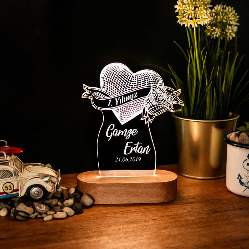 Evlilik Yıldönümü Hediyesi 3d Led Lamba