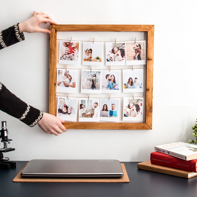 12 Fotoğraf Baskılı Mandallı Anı Çerçevesi