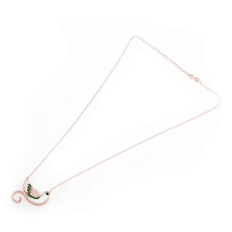 Altın Kaplamalı Zümrüt Anka Kuşu Kolye