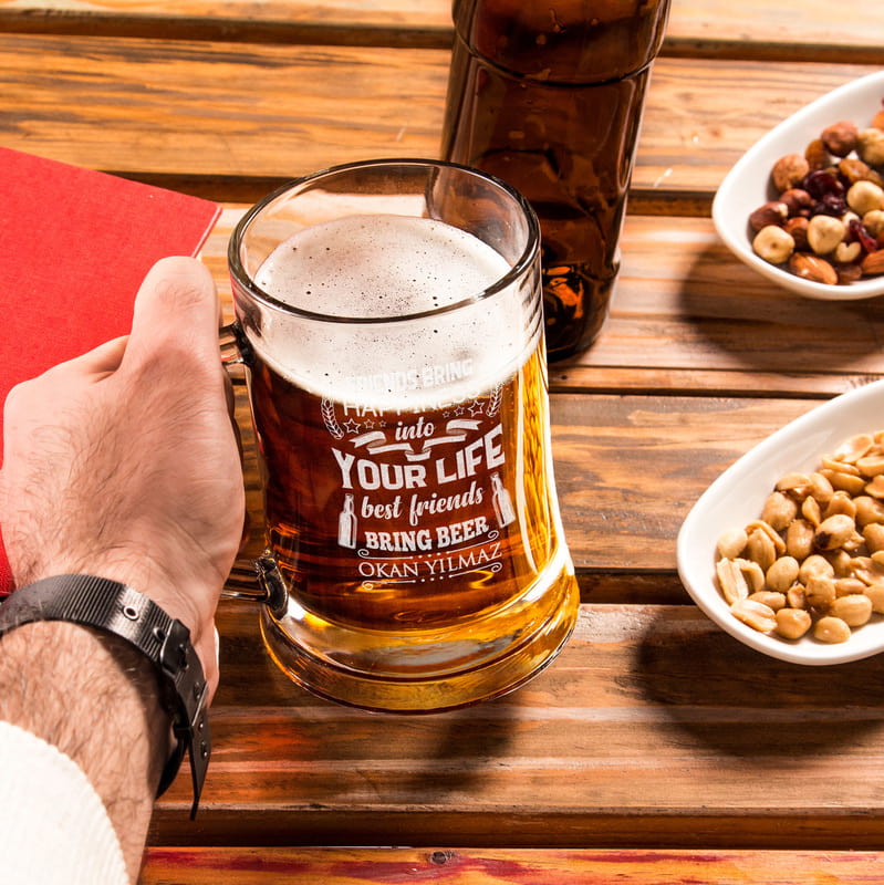 Arkadaşa Özel Mesajlı İsme Özel Bira Bardağı