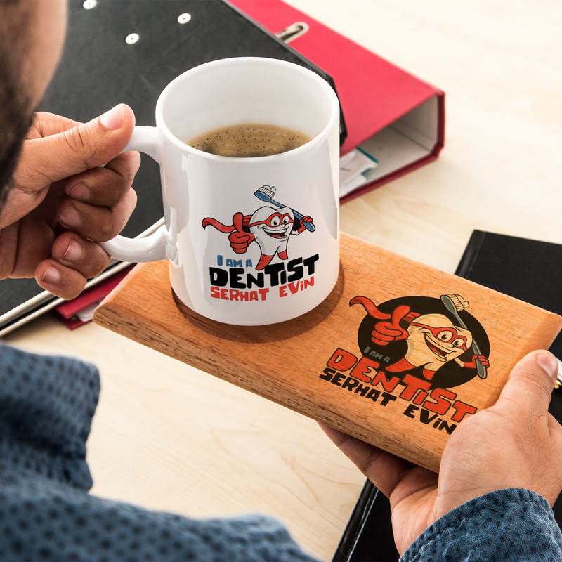Diş Hekimlerine Süper Dişçi Tasarımlı Kupa Sunum Seti