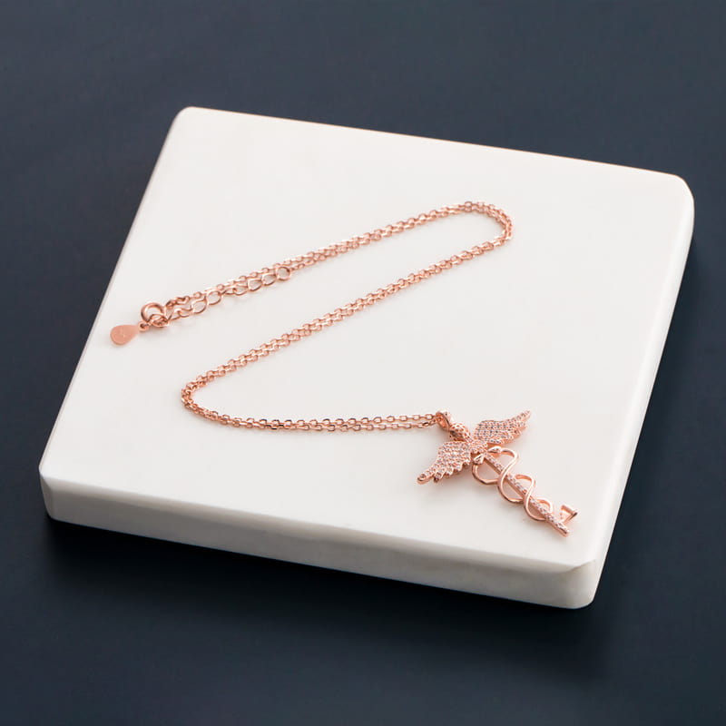 Doktora Hediye Tıp Sembollü Gümüş Kolye