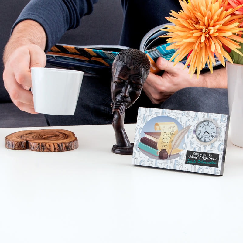 Edebiyat Öğretmenine Öğretmenler Günü Hediyesi Saatli Çerçeve