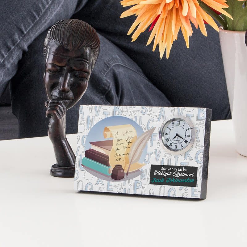Edebiyat Öğretmenine Öğretmenler Günü Hediyesi Saatli Çerçeve