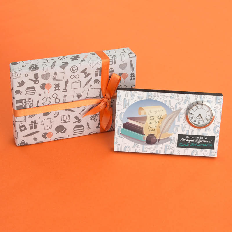 Edebiyat Öğretmenine Öğretmenler Günü Hediyesi Saatli Çerçeve