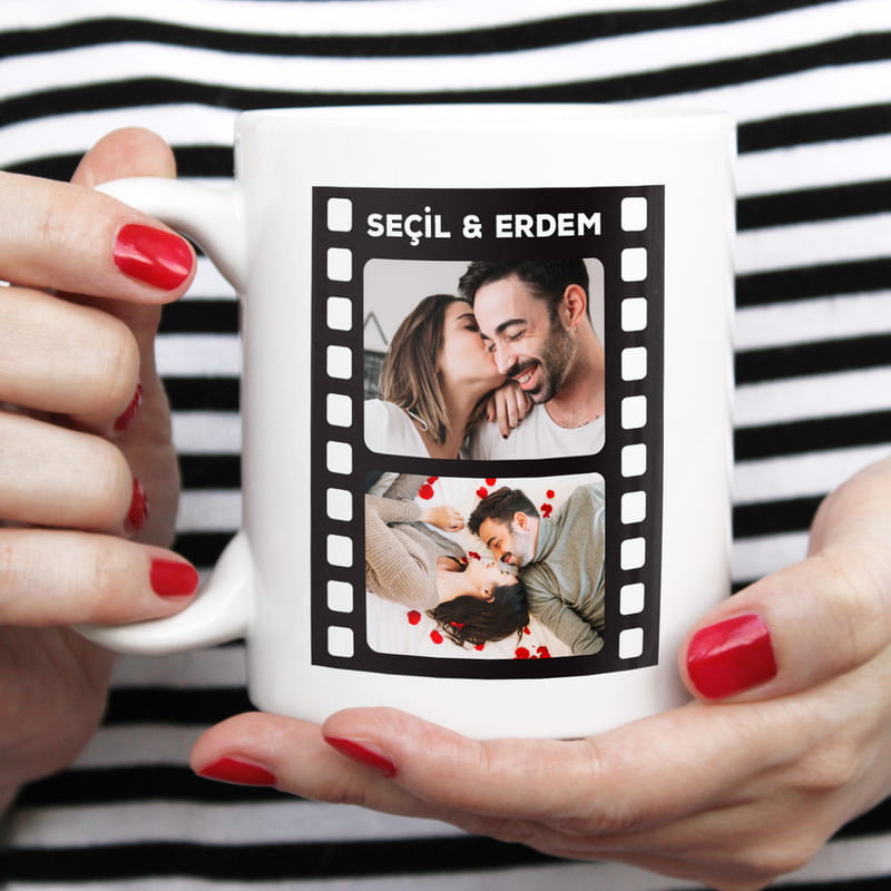 Film Şeridi Tasarımlı Fotoğraf Baskılı Kişiye Özel Kupa