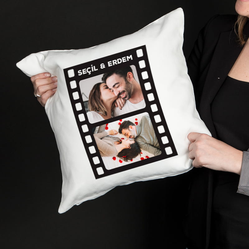 Film Şeridi Tasarımlı Fotoğraf Baskılı Yastık