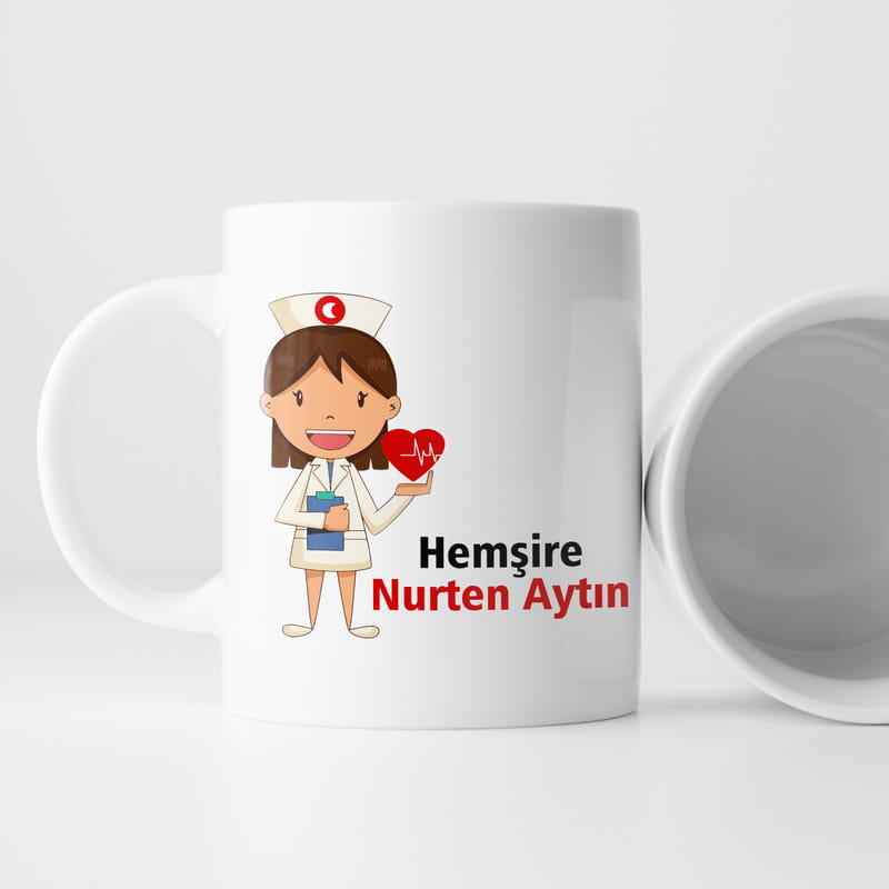 İsimli Hemşirelere Özel Baskılı Kupa