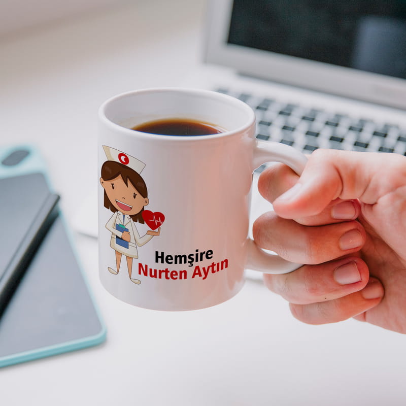 İsimli Hemşirelere Özel Baskılı Kupa