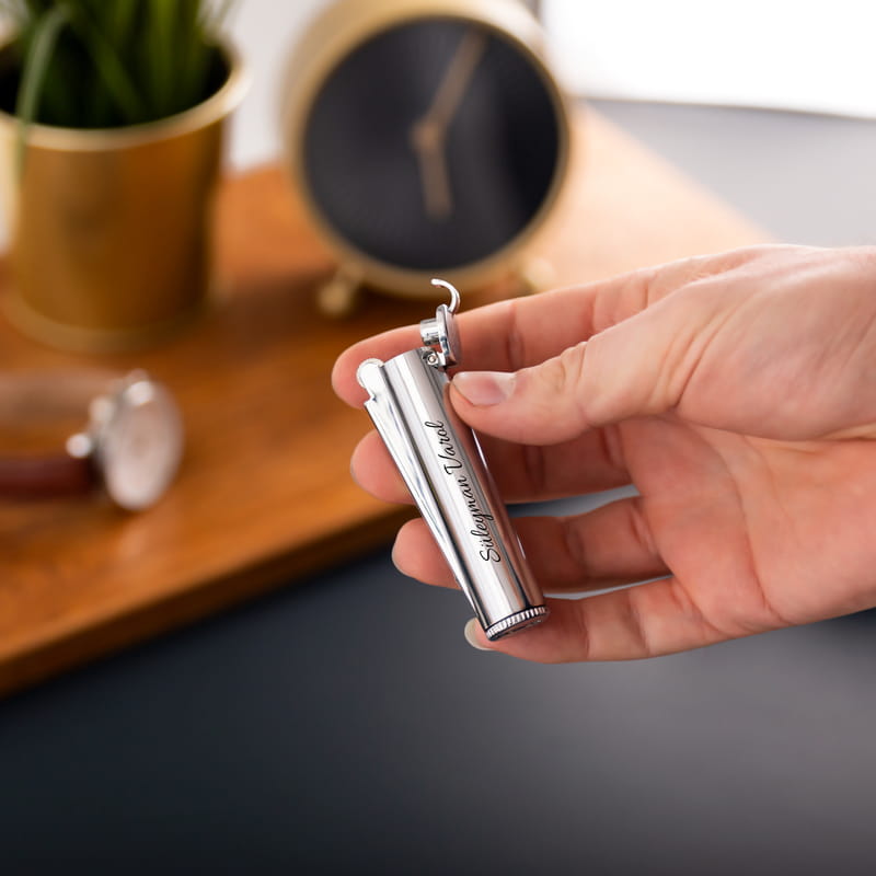 İsme Özel Metal Benzinli Clipper Çakmak Seti