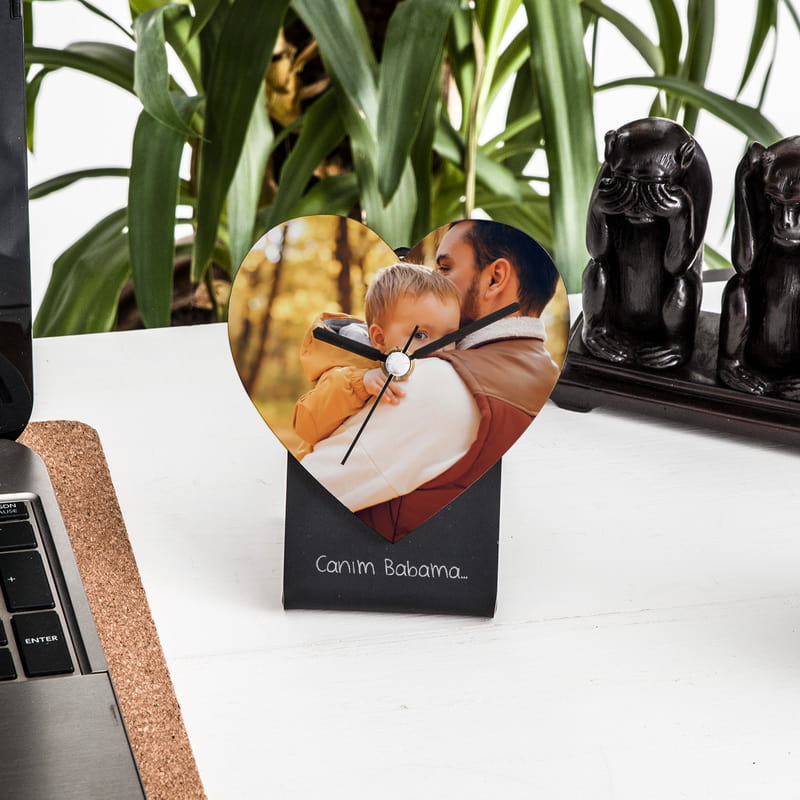 Kalp Masa Saati Babalar Günü Özel