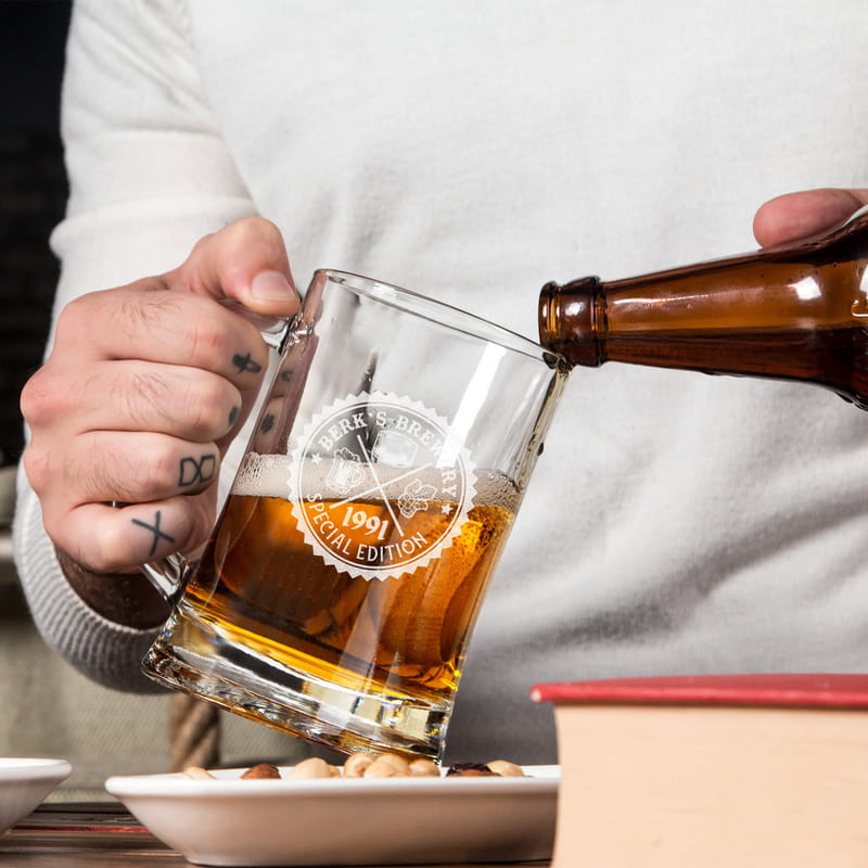Kişiye Özel Retro Arma Tasarımlı Bira Bardağı