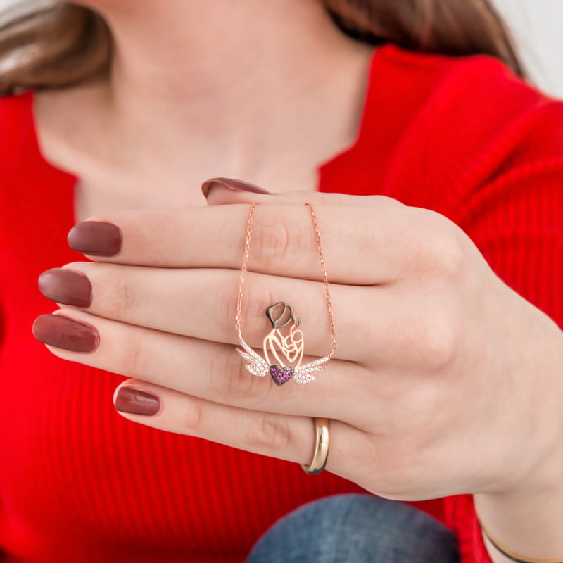 Melek Anneme Hediye Gümüş Kolye