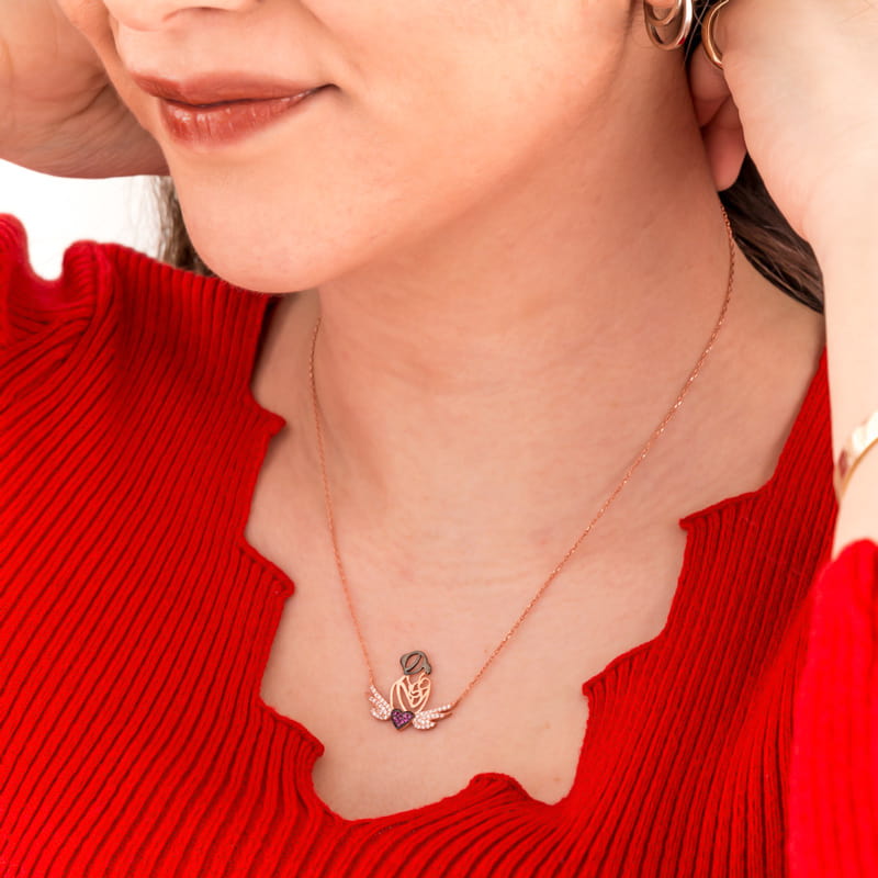 Melek Anneme Hediye Gümüş Kolye