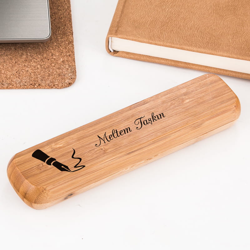 Öğretmene Hediye Bambu Kutulu Kalem Seti