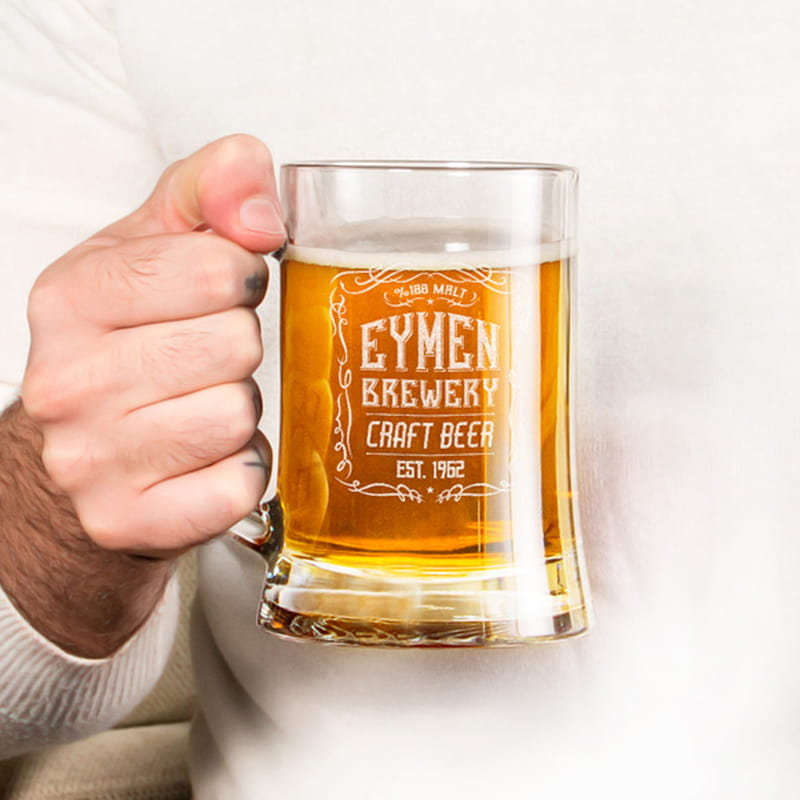 Retro Tasarımlı İsme Özel Bira Bardağı