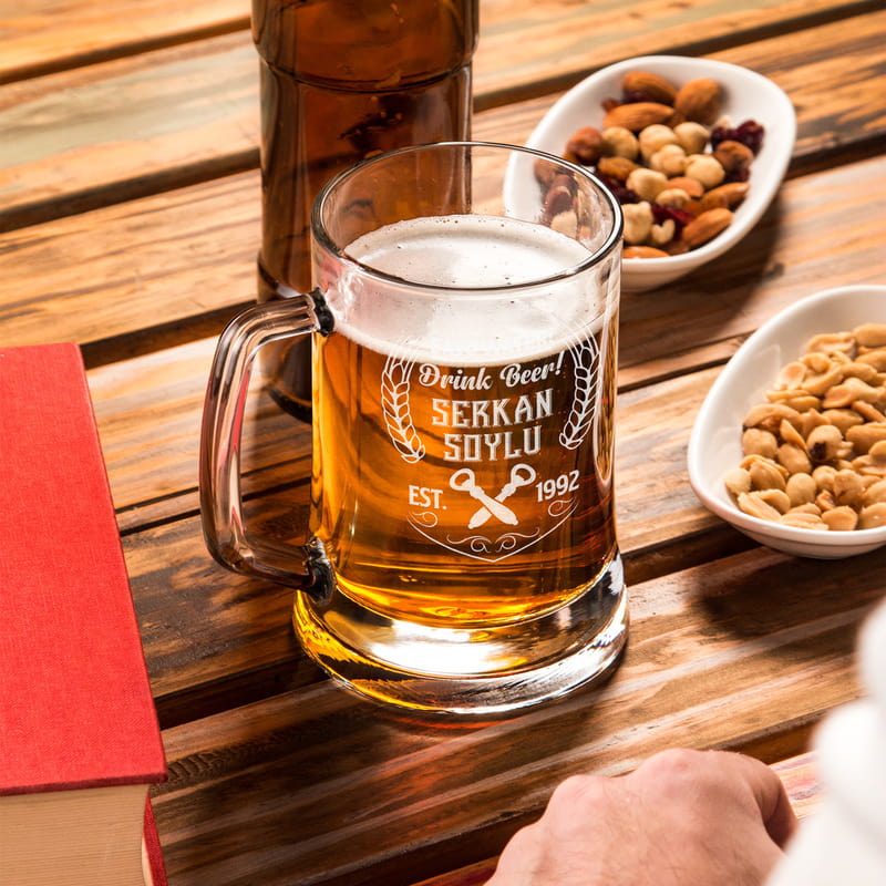 Save Water - Drink Beer Tasarımlı Kişiye Özel Bira Bardağı