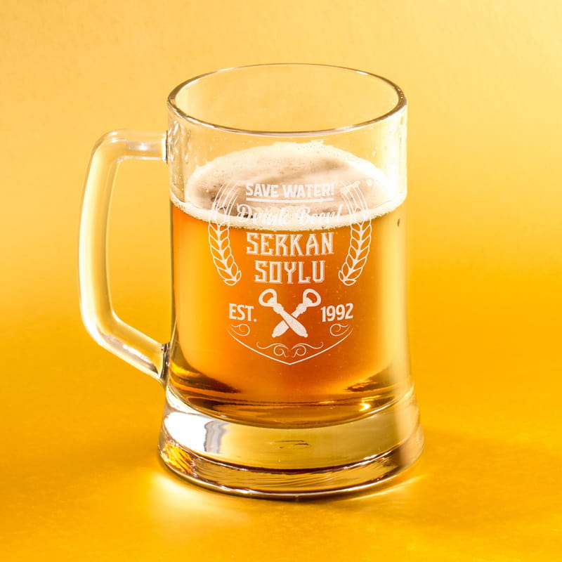 Save Water - Drink Beer Tasarımlı Kişiye Özel Bira Bardağı