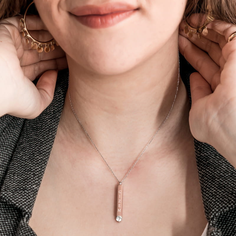 Sevgiliye Hediye Açılır Çubuk Gümüş Kolye