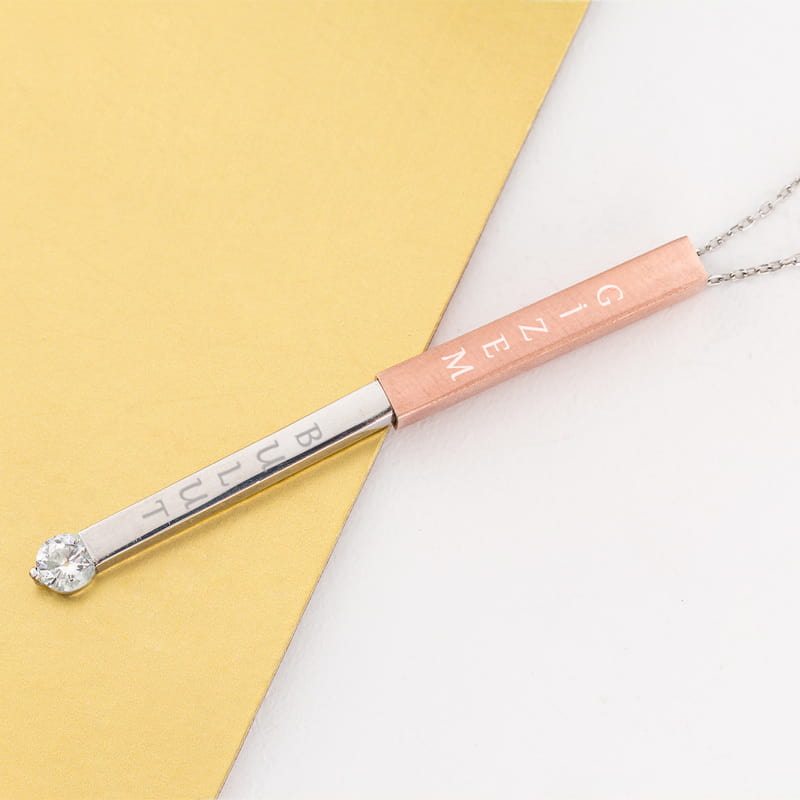 Sevgiliye Hediye Açılır Çubuk Gümüş Kolye