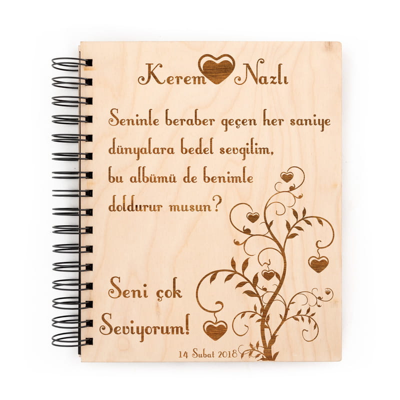 Sevgiliye Hediye Albüm Kalp Sarmaşık Desenli
