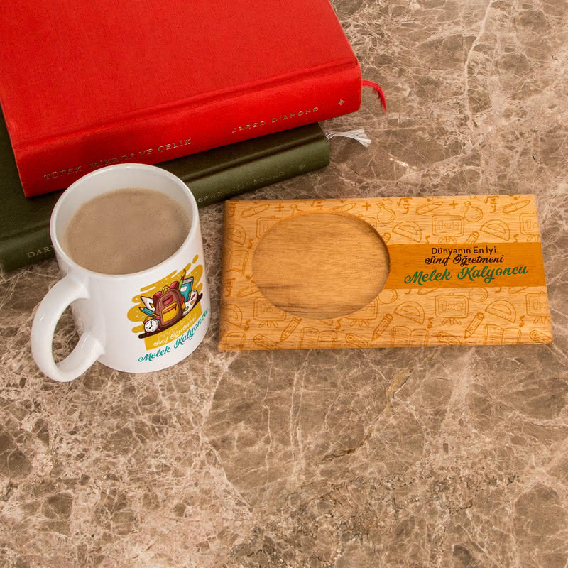 Sınıf Öğretmenine Hediye İsme Özel Kupa Sunum Seti