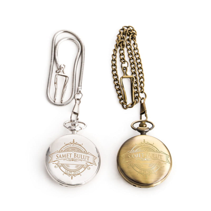 Vintage Tarz İsim ve Mesaj Yazılı Köstekli Saat