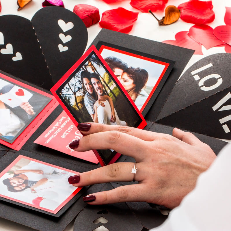 Yıldönümü Hediyesi Tektaş Yüzüklü Patlayan Hediye Kutusu