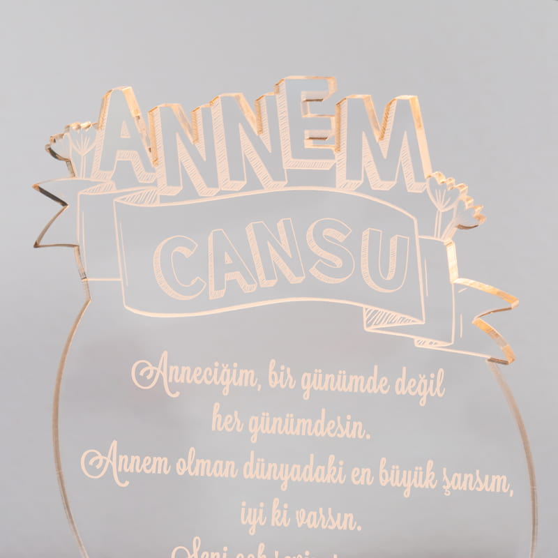 Anneler Günü Özel Tasarımlı 3 Boyutlu Led Lamba