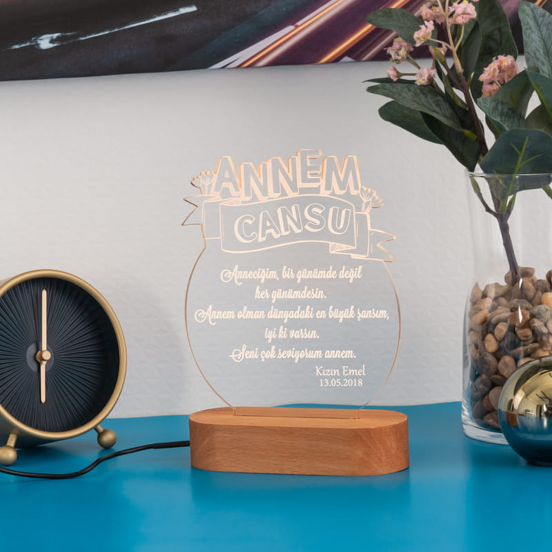 Anneler Günü Özel Tasarımlı 3 Boyutlu Led Lamba