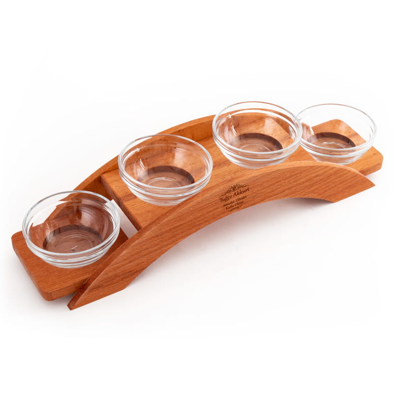 Anneye Hediye İsim Yazılı Ahşap Çerezlik Seti