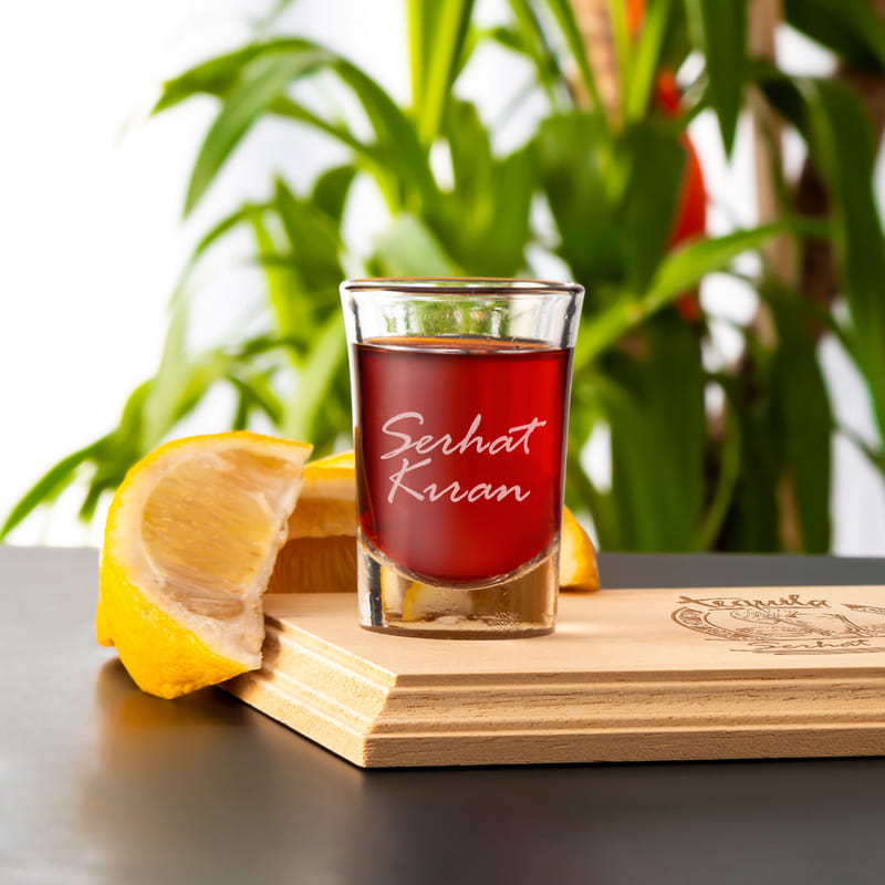 Arkadaşa Hediye Sunum Tepsili 2li Shot Bardağı Seti