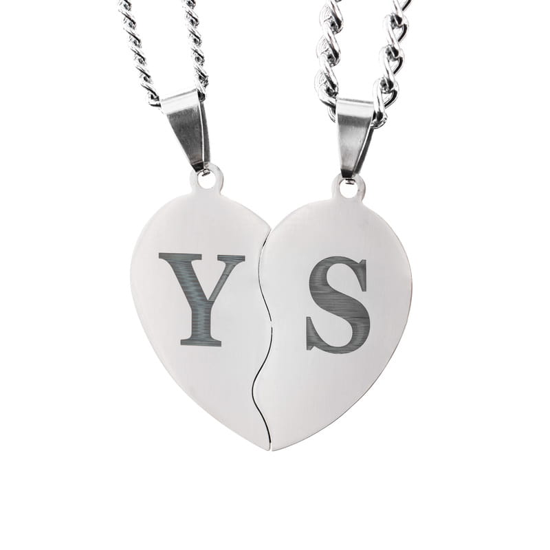 Birleşen Kalp Puzzle Metal Kolye