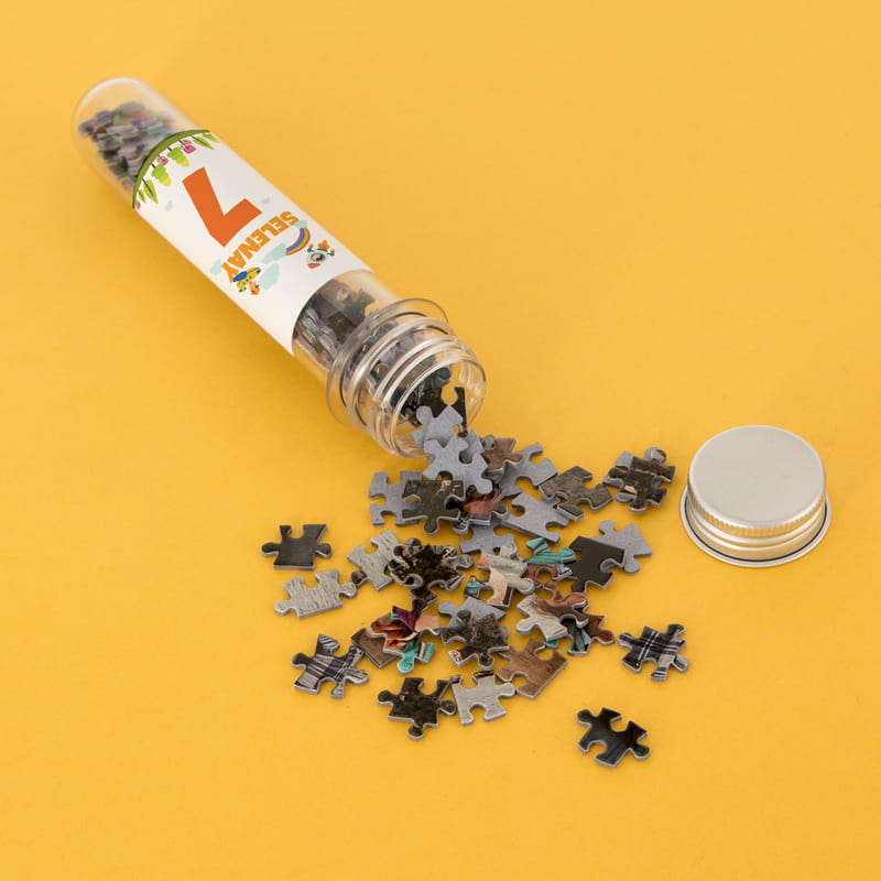 Çocuklara Hediye Fotoğraf Baskılı Kapsül Şişeli Mini Puzzle