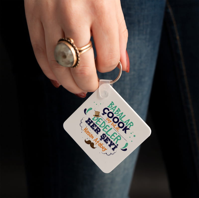 Dedeye Babalar Günü Hediyesi Fotoğraf Baskılı Anahtarlık