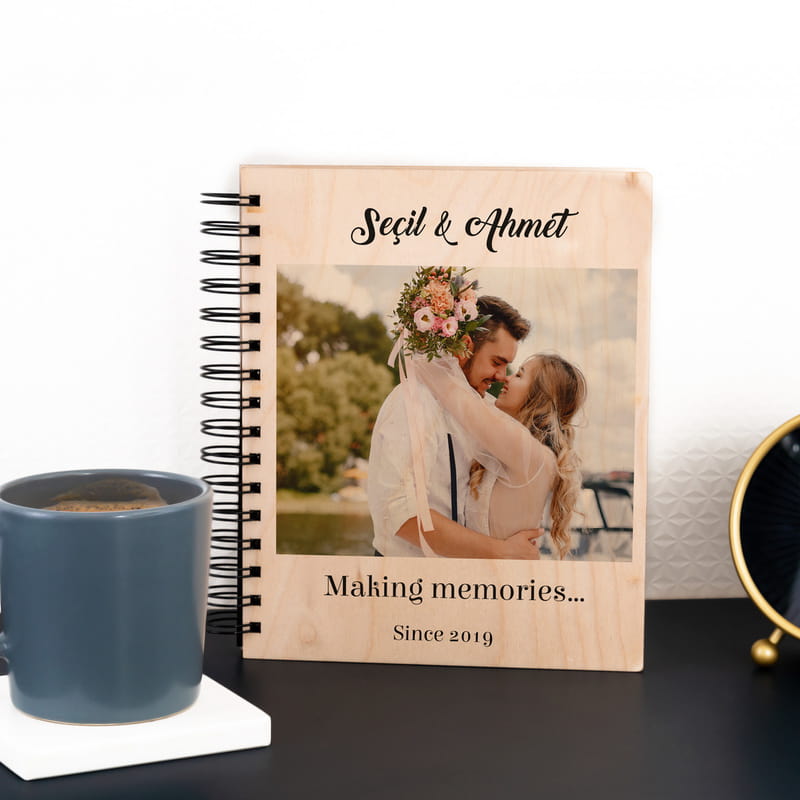 Fotoğraf Baskılı Yıldönümü Hediyesi Ahşap Kapaklı Albüm