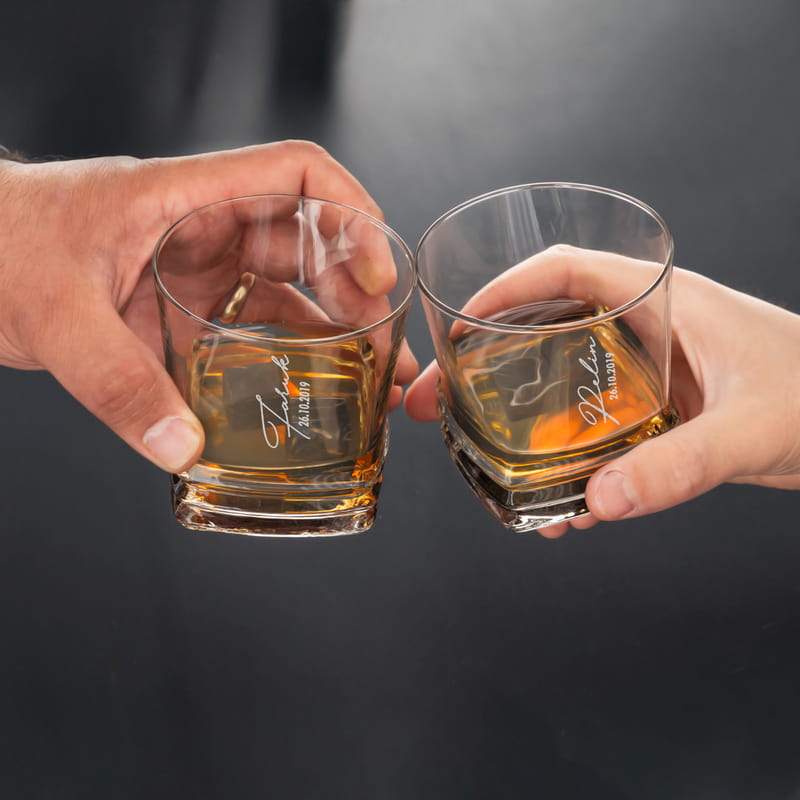 İsme Özel Yıl Dönümü Hediyesi Texas 2li Viski Kadeh Seti