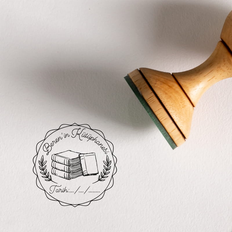 Kişisel Kütüphanelere Tarih Yazılı Ahşap Mühür Seti